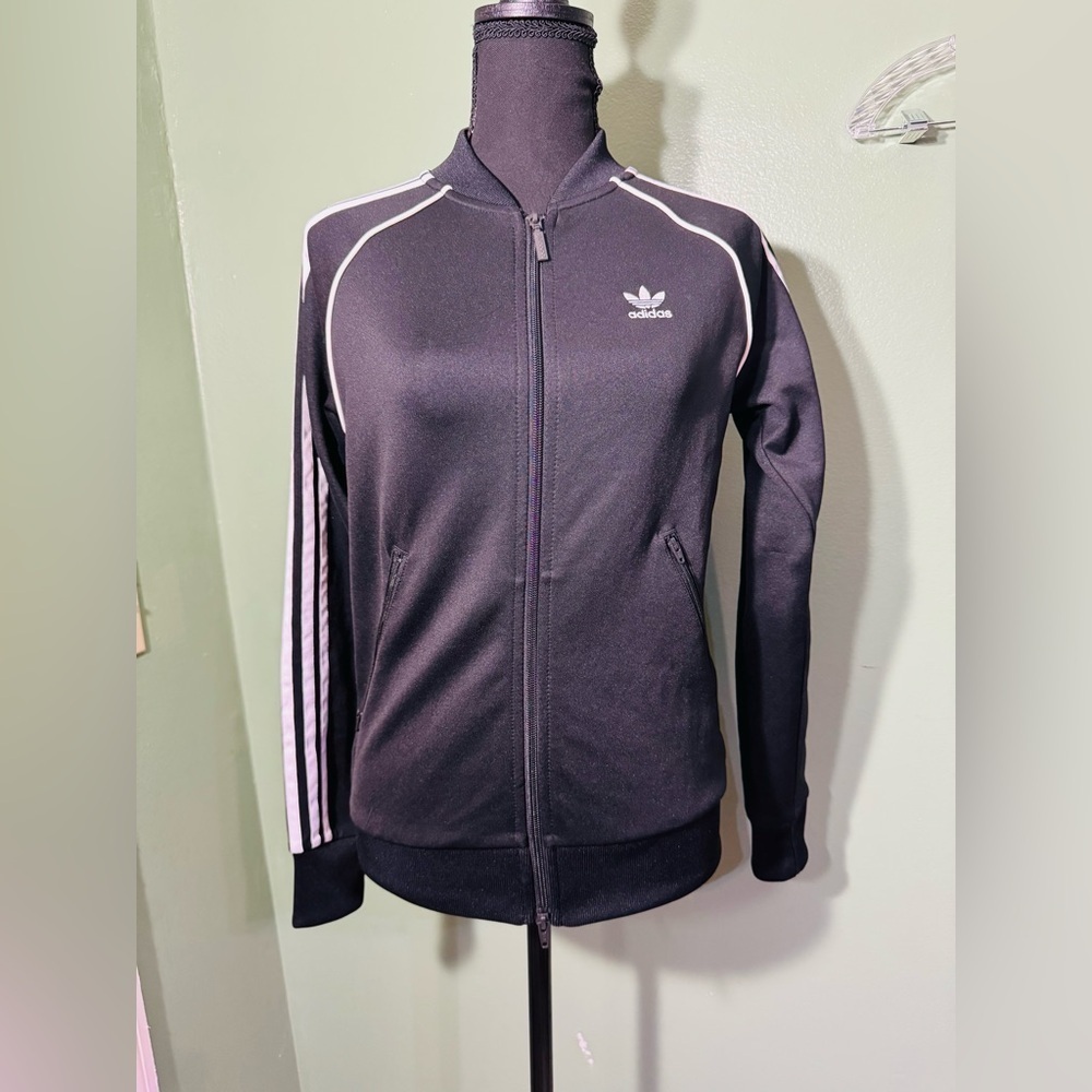 Adidas Women's Black and White Bomber Jacket - Picture 2 of 6